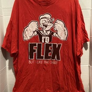 Mens 2 monkeys Popeye Red Graphic T-Shirt size 2 x large